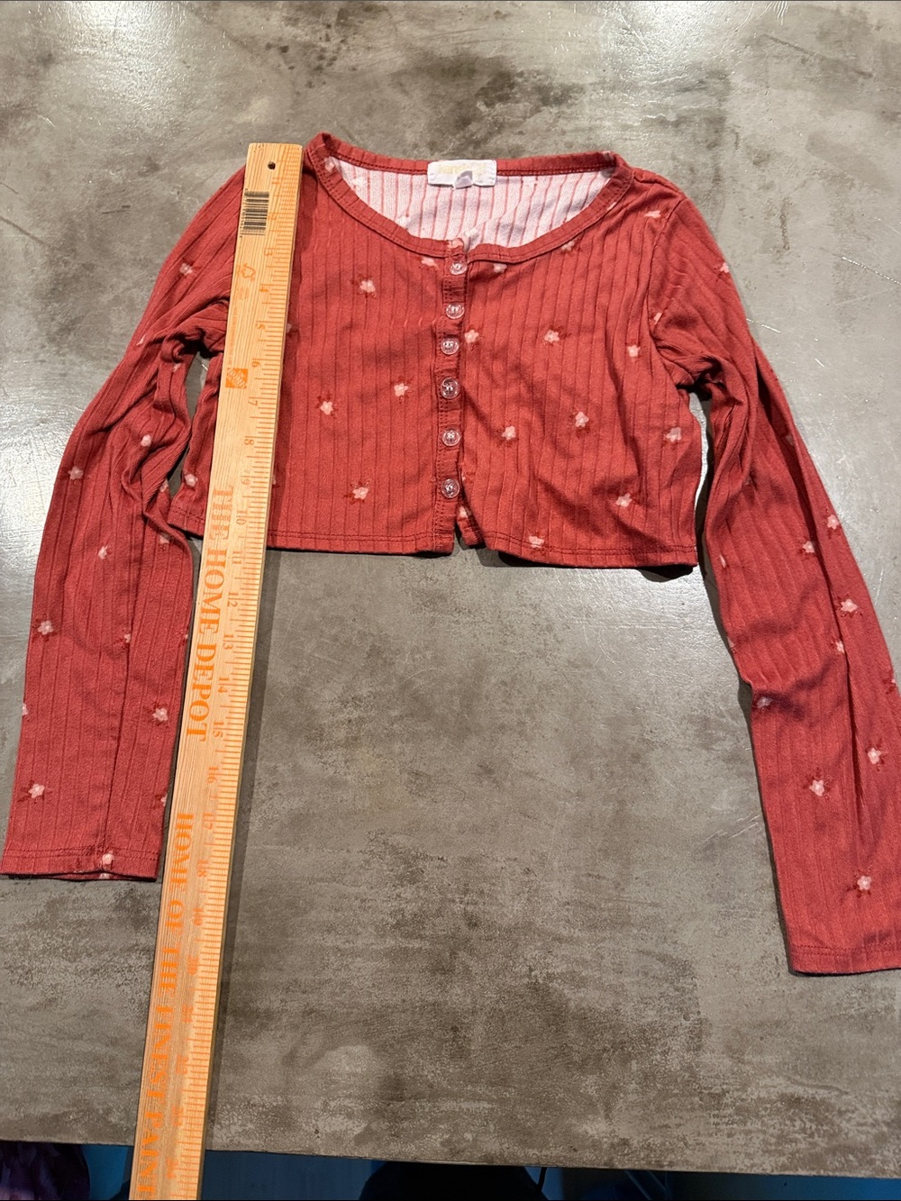 Kensie Girl Coral-Striped Ribbed Crop Top Cardigan